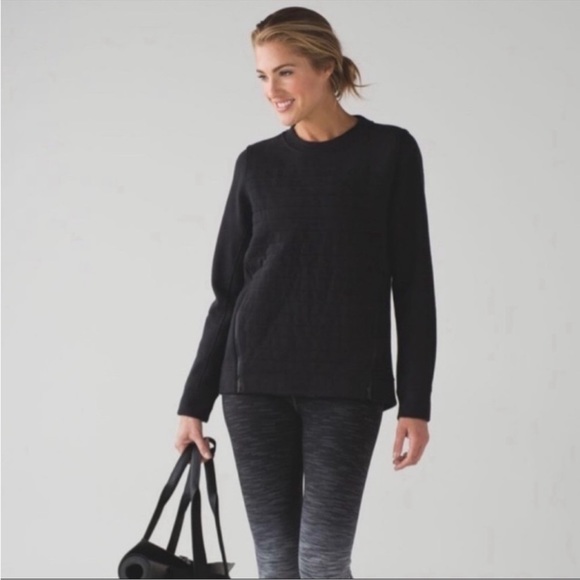 Lululemon Be True Crew Neck Black Fleece Sweatshirt Top Size 8 - Picture 1 of 16